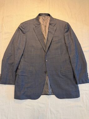 Canali Sport Coat Mens 52 EU Gray Plaid Wool 2 Button Blazer Italy Preppy